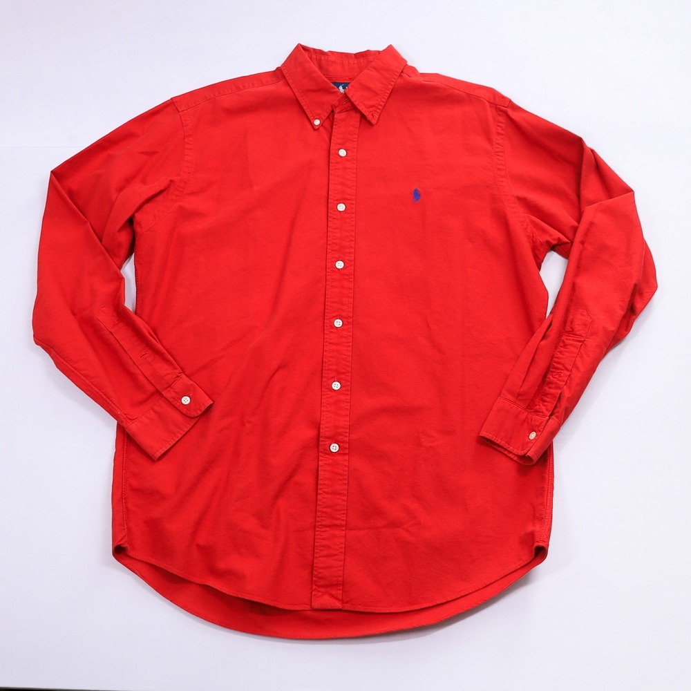 Ralph Lauren Button Down Shirt Mens 16 32/33 Red Custom Fit Long Sleeve Vintage